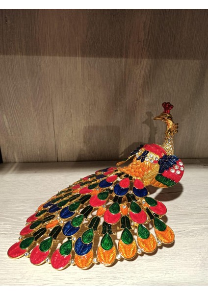Swarovski Taşlı Tavus Kuşu Mücevherlik / Dekoratif Biblo