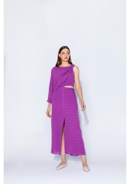 Tek Omuz Yarasa Kol Yırtmaçlı Elbise 24S40443 indirimleri