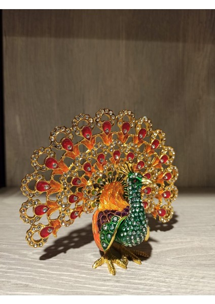 Swarovski Taşlı Tavus Kuşu Mücevherlik / Dekoratif Biblo