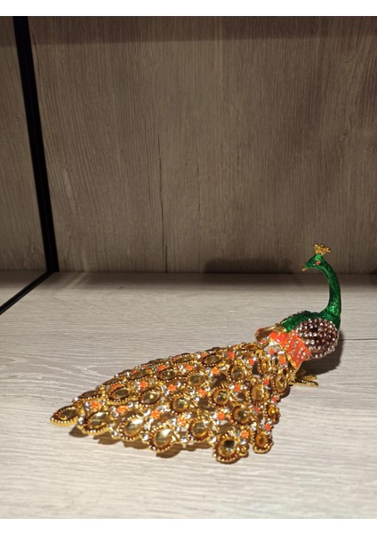 Swarovski Taşlı Tavus Kuşu Mücevherlik / Dekoratif Biblo
