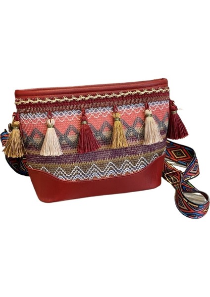 Dokuma Hasır Çanta Renkli Omuz Askılı Kovalı Çapraz Çanta (Yurt Dışından)
