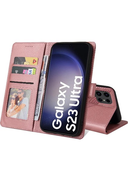 Samsung Galaxy S23 Ultra Üç Kart Yuvaları Kickstand Premium Için Flip Case (Yurt Dışından)