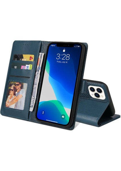 Iphone 13 Için Flip Case Pro Üç Kart Yuvaları Kickstand Premium Deri (Yurt Dışından)