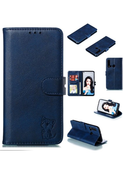 Cüzdan Kılıf Için Huawei P20 Lite 2019 Kart Tutucu Manyetik Kapatma Kabartmalı (Yurt Dışından)