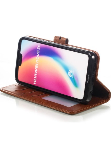 Huawei P20 Lite Için Cüzdan Durumda Tüm Yuvarlak Koruma Kabartmalı Kart Tutucu (Yurt Dışından)