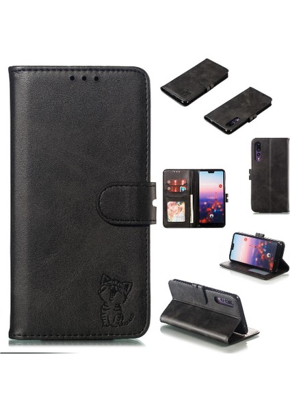 Cüzdan Kılıf Için Huawei P20 Pro Manyetik Kapatma Kickstand Kabartmalı Tüm (Yurt Dışından)