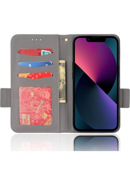 Iphone 13 Için Kılıf Mini Yan Toka Kart Yuvaları Tutucu Pu Deri Cüzdan (Yurt Dışından)