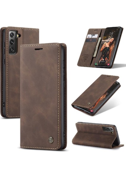 Samsung Galaxy S21 Fe Flip Case Için Folio Kitap Vintage Pu Deri (Yurt Dışından)