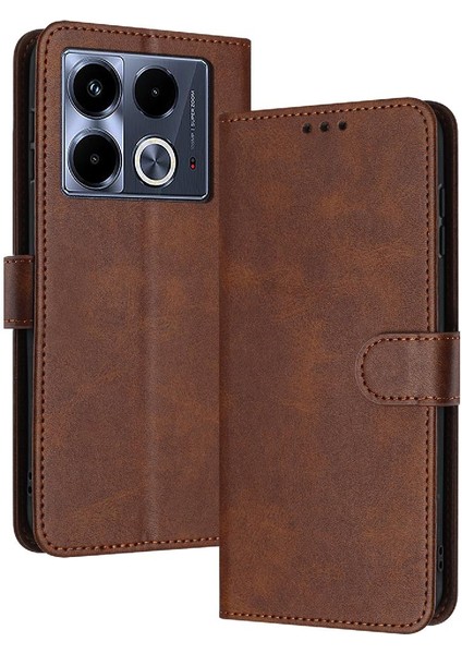 Kart Yuvası ile Infinix Not 40 4g Pu Deri Saf Renk Için Flip Case (Yurt Dışından)