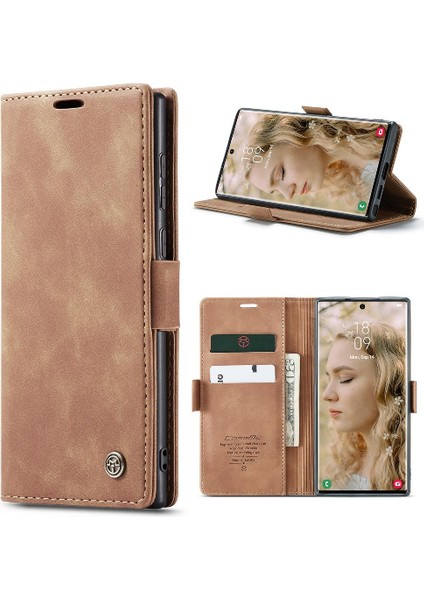 Samsung Galaxy S22 Için Flip Case Ultra Vintage Pu Deri Cüzdan Manyetik (Yurt Dışından)