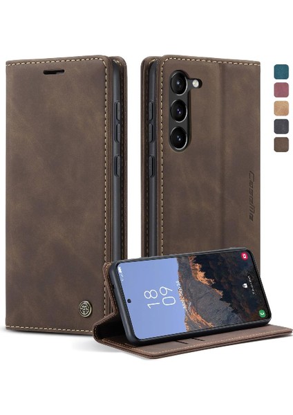 Samsung Galaxy S23 Vintage Pu Deri Cüzdan Manyetik Kılıf Için Flip Case (Yurt Dışından)
