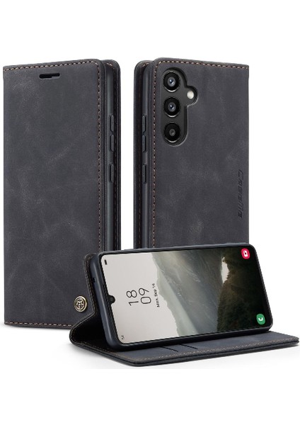 Samsung Galaxy A34 5g Için Flip Case Vintage Pu Deri Cüzdan Kılıf Kartı (Yurt Dışından)