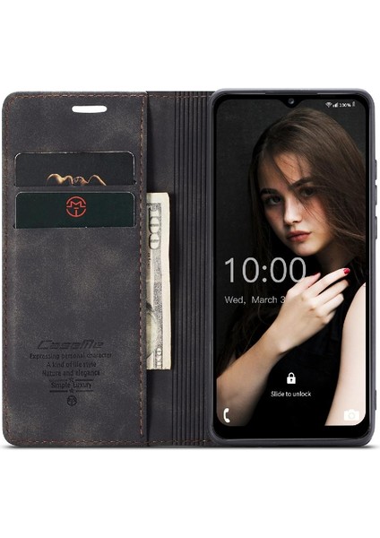 Samsung Galaxy A12 5g Manyetik Kapatma Darbeye Vintage Pu Için Flip Case (Yurt Dışından)