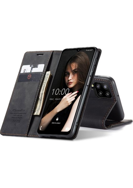 Samsung Galaxy A12 5g Manyetik Kapatma Darbeye Vintage Pu Için Flip Case (Yurt Dışından)