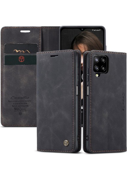 Samsung Galaxy A12 5g Manyetik Kapatma Darbeye Vintage Pu Için Flip Case (Yurt Dışından)