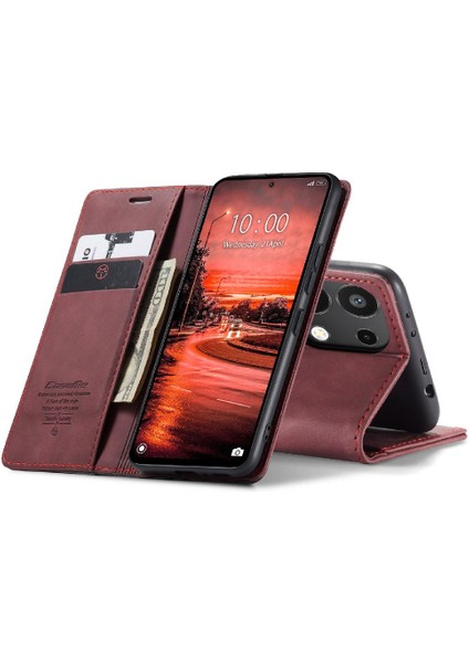 Xiaomi Redmi Not 13 Için Flip Case 4g Vintage Pu Deri Cüzdan Çevir Folio (Yurt Dışından)