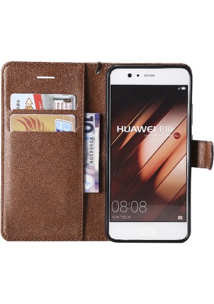 Kart Yuvası Klasik Katı ile Huawei P10 Yüksek Kaliteli Deri Için Flip Case (Yurt Dışından)