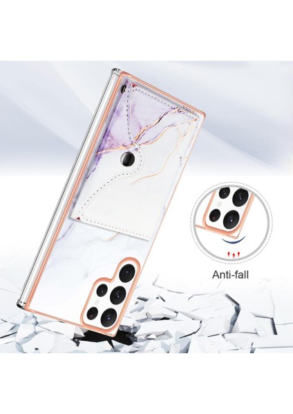 Samsung Galaxy S24 Ultra 5g Yumuşak Tpu Tampon Mermer Ince Cüzdan (Yurt Dışından)