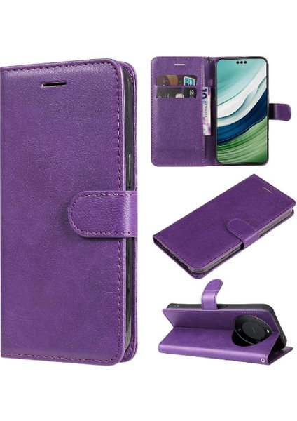 Huawei Mate 60 Pro Için Flip Case Yüksek Kalite Deri Klasik Düz Renk (Yurt Dışından)