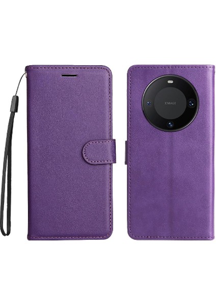 Huawei Mate 60 Pro Için Flip Case Yüksek Kalite Deri Klasik Düz Renk (Yurt Dışından)
