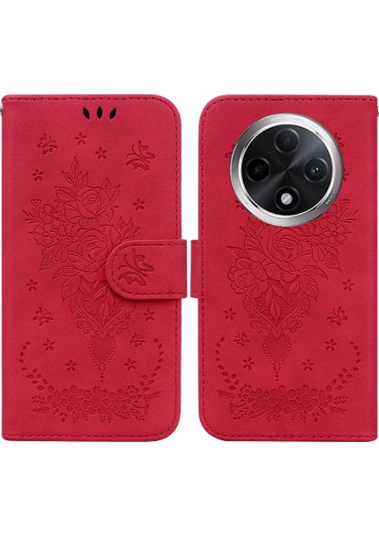 Oppo A3 Pro 5g Flip Pu Deri Kapak Için Kılıf Kart Yuvaları Kabartma Gül Durumda (Yurt Dışından)