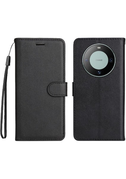 Kart Yuvası Klasik Düz Renk Iş ile Huawei Mate 60 Için Flip Case (Yurt Dışından)