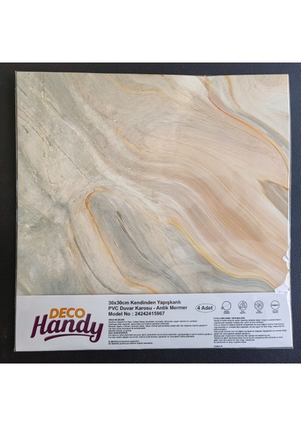 30x30 Cm Pvc Duvar Karosu 4'Lü Paket - Antik Mermer