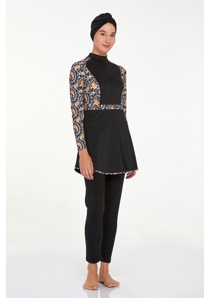 Likralı Tam Kapalı Tesettür Mayo Carolıne 4528 Siyah indirimleri