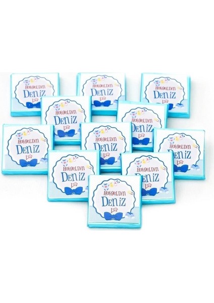 Erkek Bebek Çikolatası Dökme Bebek Çikolatası Hoşgeldin Baskılı (170 Adet Madlen)