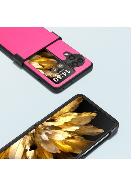 Oppo Find N3 Flip 5g Menteşe Koruması Dokulu Pu Deri Kapağı Bulun (Yurt Dışından)