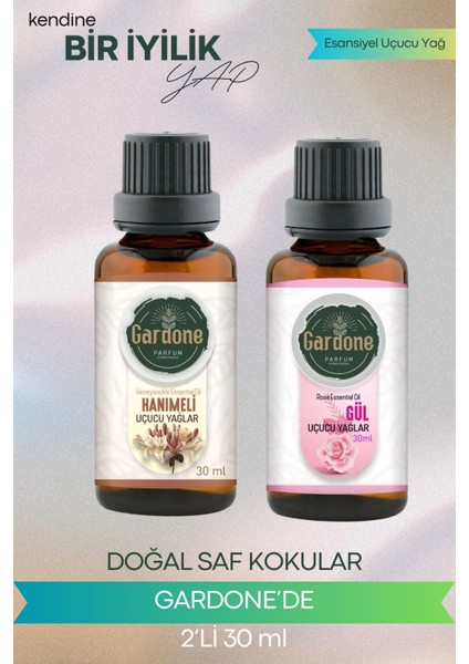 Gül + Hanımeli (Oda Kokusu Aroma Terapi Buhurdanlık/difüzör Yağı) Set 2 Adet x 30 ml