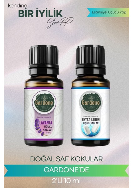 Lavanta + Beyaz Sabun (Oda Kokusu Aroma Terapi Buhurdanlık/difüzör Yağı) Set 2 Adet x 10 ml