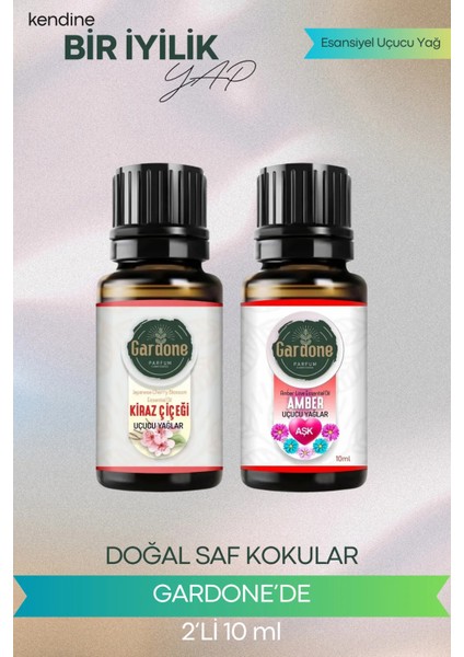 Kiraz Çiçeği + Amber (Oda Kokusu Aroma Terapi Buhurdanlık/difüzör Yağı) Set 2 Adet x 10 ml