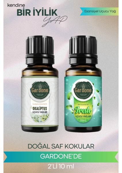 Okaliptus + Fresh (Oda Kokusu Aroma Terapi Buhurdanlık/difüzör Yağı) Set 2 Adet x 10 ml