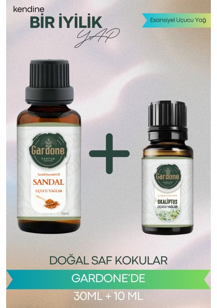 Sandal 30 ml + Okaliptus 10 ml (Oda Kokusu Aroma Terapi Buhurdanlık/difüzör Yağı) Set 2 Adet