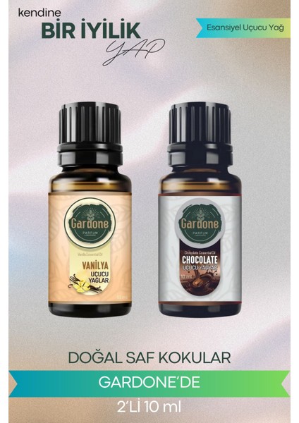 Vanilya + Çikolata (Oda Kokusu Aroma Terapi Buhurdanlık/difüzör Yağı) Set 2 Adet x 10 ml