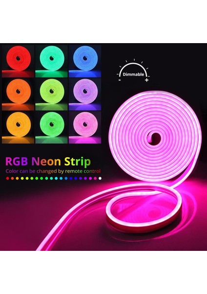 Animasyonlu Tak Çalıştır Kumandalı Trafolu Rgb Neon Işık Aydınlatma 5 Metre