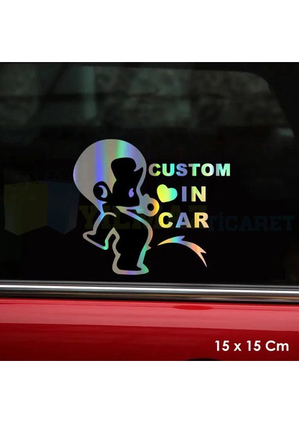 Işeyen Yaramaz Çocuk Hologram Oto Sticker