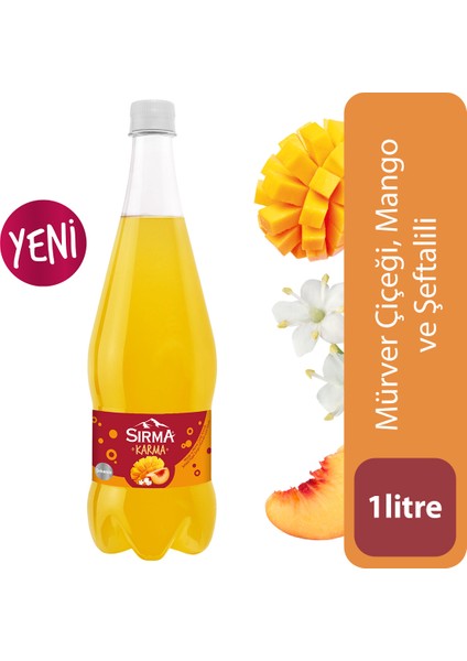 Karma Mango ve Mürver Çiçeği Aromalı Şeftalili Doğal Maden Suyu 1 L