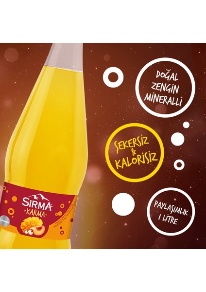 Karma Mango ve Mürver Çiçeği Aromalı Şeftalili Doğal Maden Suyu 1 L