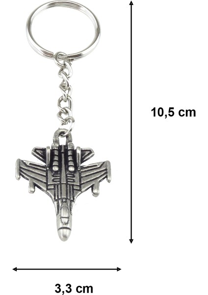 Savaş Uçağı Anahtarlık Eskitme Oksit Metal 1 Adet