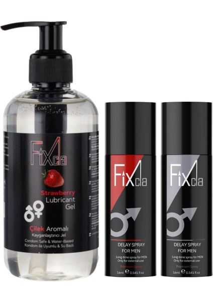 250ML Strawberry Çilekli Su Bazlı Kayganlaştırıcı Jel + Fixcla Spry Set