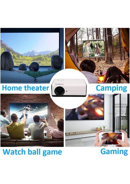Wifi ve Bluetooth Özellikli Mini Projektör, Dış Mekan Ev Sineması Için 4K Taşınabilir Film Projektörü, Hdmı, Usb, Av Bağlantı Noktaları T01 fırsatları