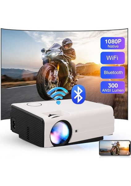 Wifi ve Bluetooth Özellikli Mini Projektör, Dış Mekan Ev Sineması Için 4K Taşınabilir Film Projektörü, Hdmı, Usb, Av Bağlantı Noktaları T01 fiyatları
