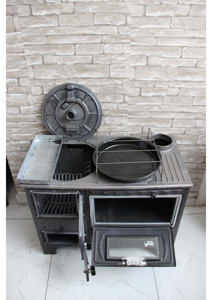 Sanayi Döküm Tuğlalı , Camlı , Füme Renk , Emaye Soba , Örme Desen indirimleri