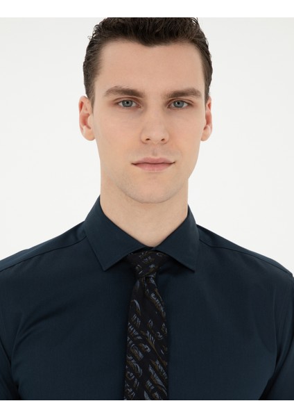 Erkek Lacivert Ex. Slim Fit Uzun Kollu Basic Gömlek 50286402-VR033