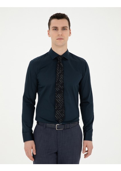 Erkek Lacivert Ex. Slim Fit Uzun Kollu Basic Gömlek 50286402-VR033