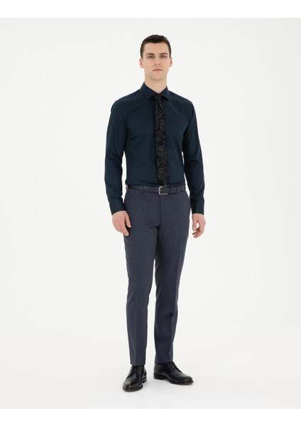 Erkek Lacivert Ex. Slim Fit Uzun Kollu Basic Gömlek 50286402-VR033