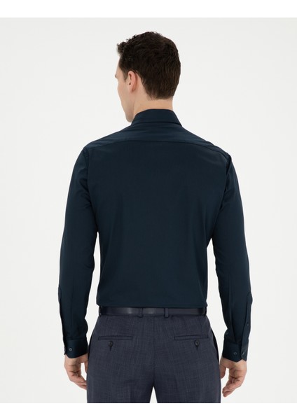 Erkek Lacivert Ex. Slim Fit Uzun Kollu Basic Gömlek 50286402-VR033