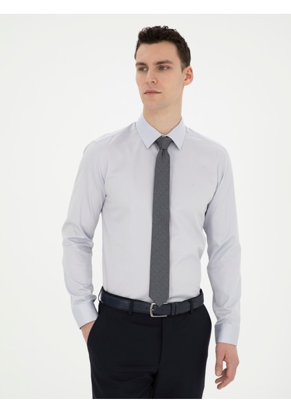 Erkek Gri Slim Fit Uzun Kollu Basic Gömlek 50286102-VR024